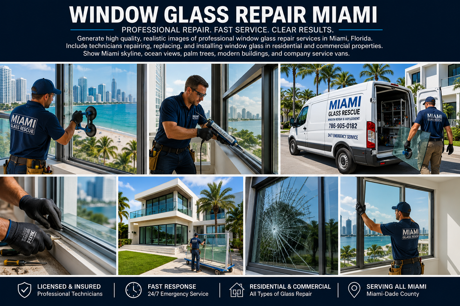 Glass technician at work in Miami