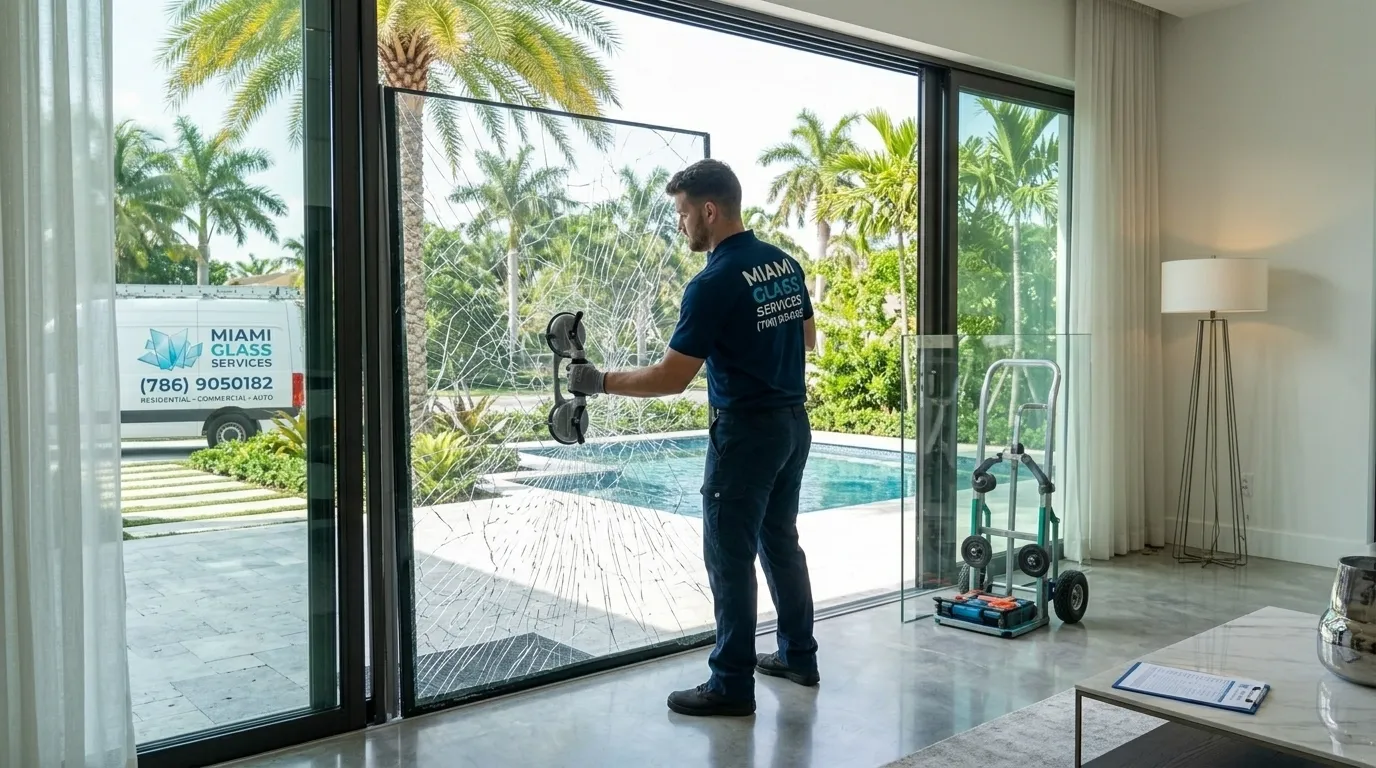 Interior view high-end Miami property glass