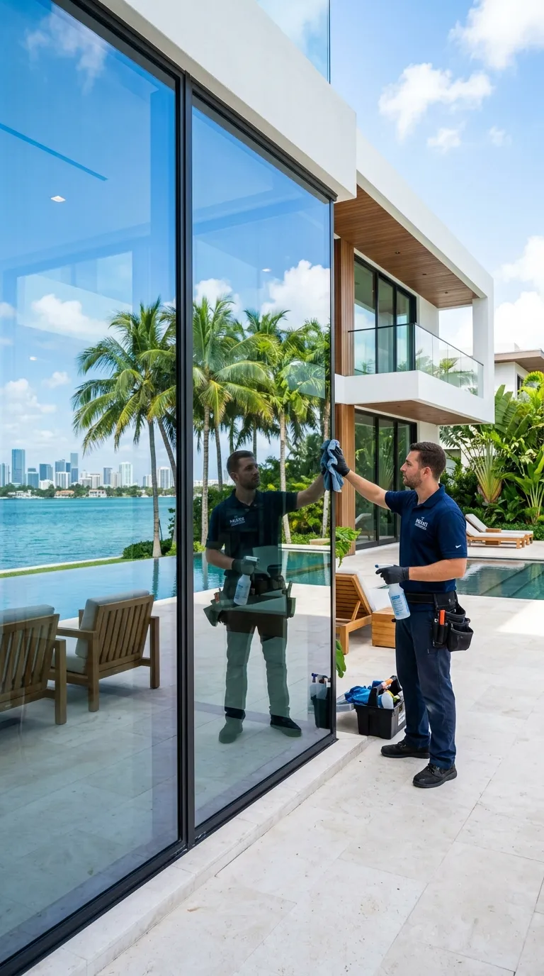 Glass installation at luxury Miami villa