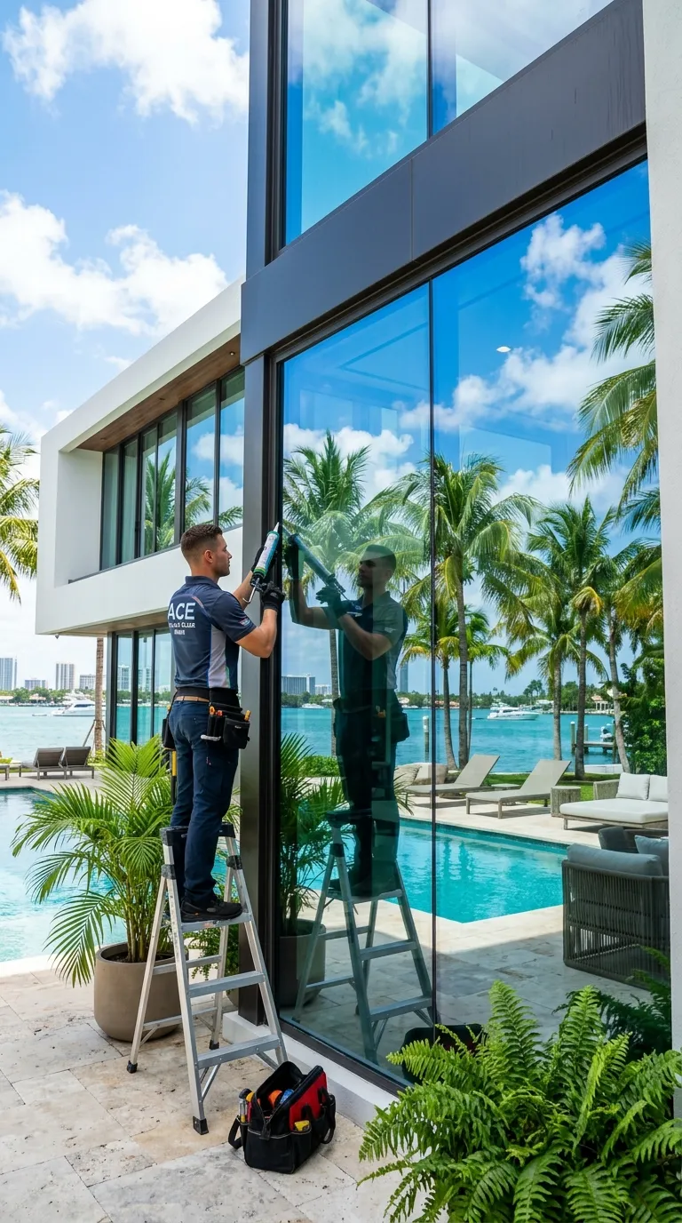 Glass installation Miami residential villa