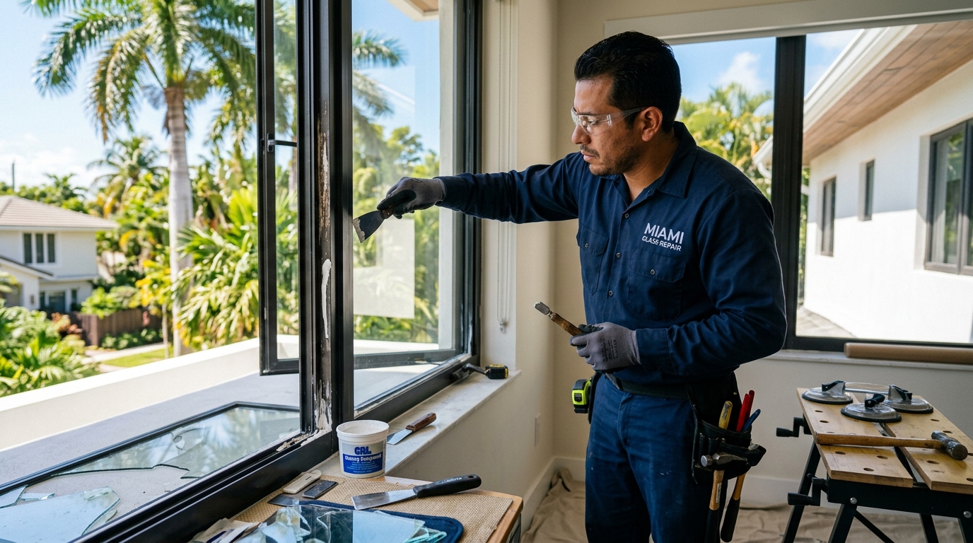 Window glass repair in Miami