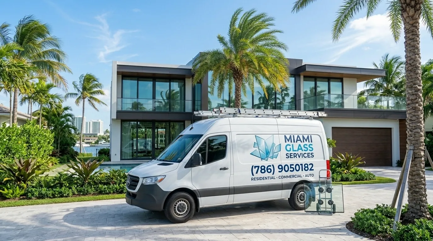 Miami Glass Rescue service van at property