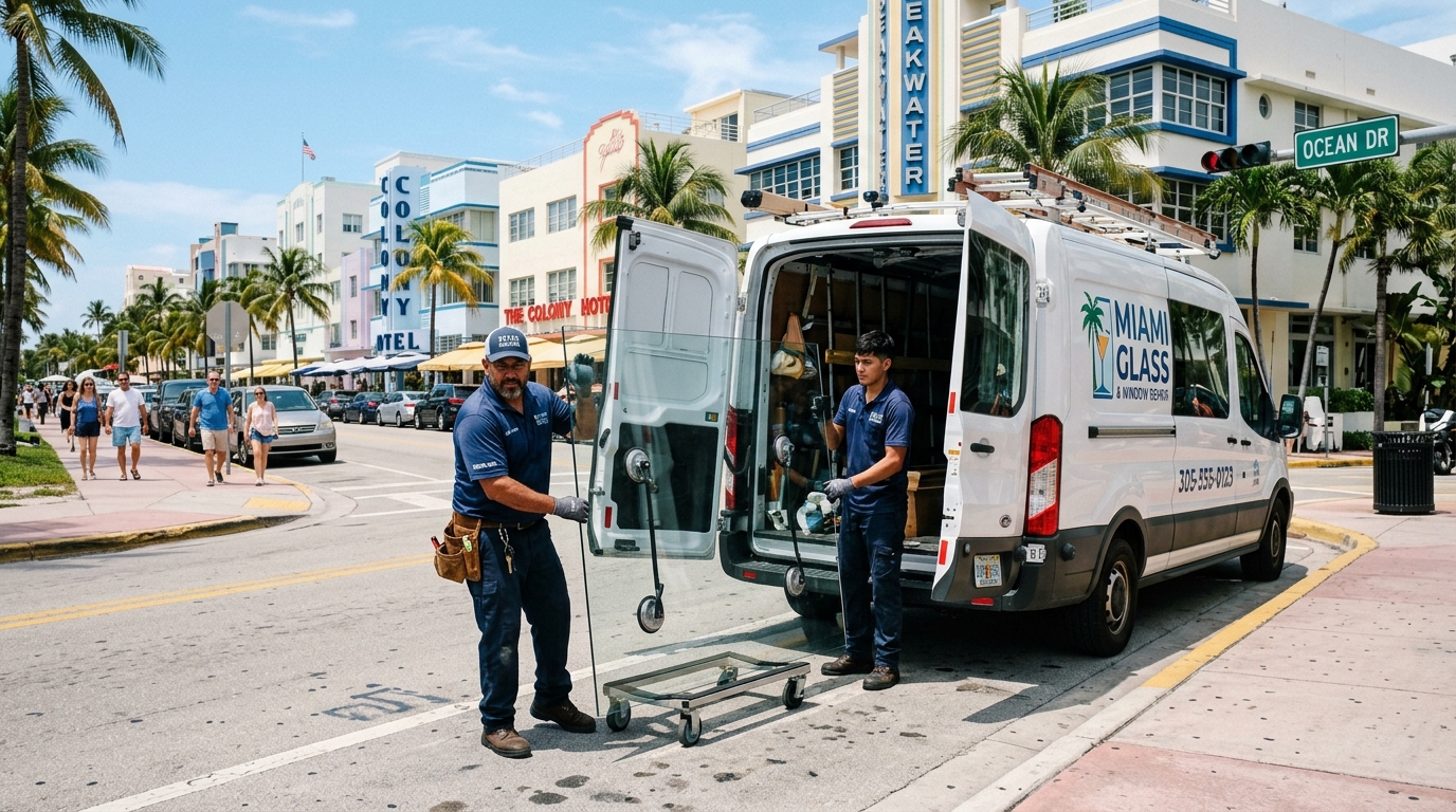Professional glass repair tools and equipment Miami